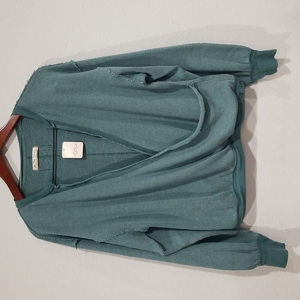 Free People We The Free Any Way Tee Long Sleeve Sweater in Deep Teal Size S